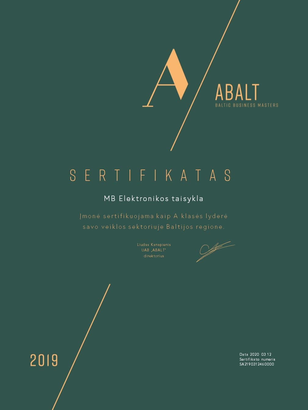 ABALT sertifikatas