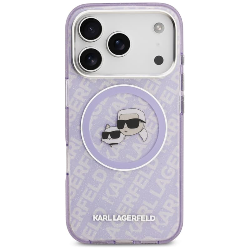 Karl Lagerfeld IML Glitter Karl & Choupette Heads Logo MagSafe - Case for iPhone 17 Pro Max (purple) 3