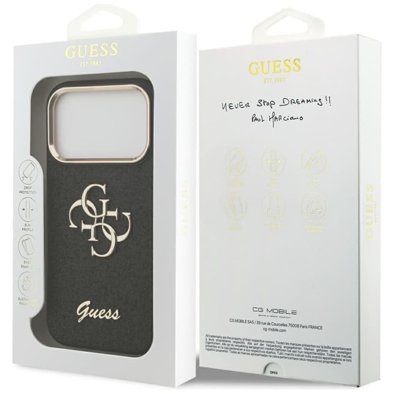 Guess Fixed Glitter Big 4G Metal Frame - Case iPhone 17 Pro (black) 8