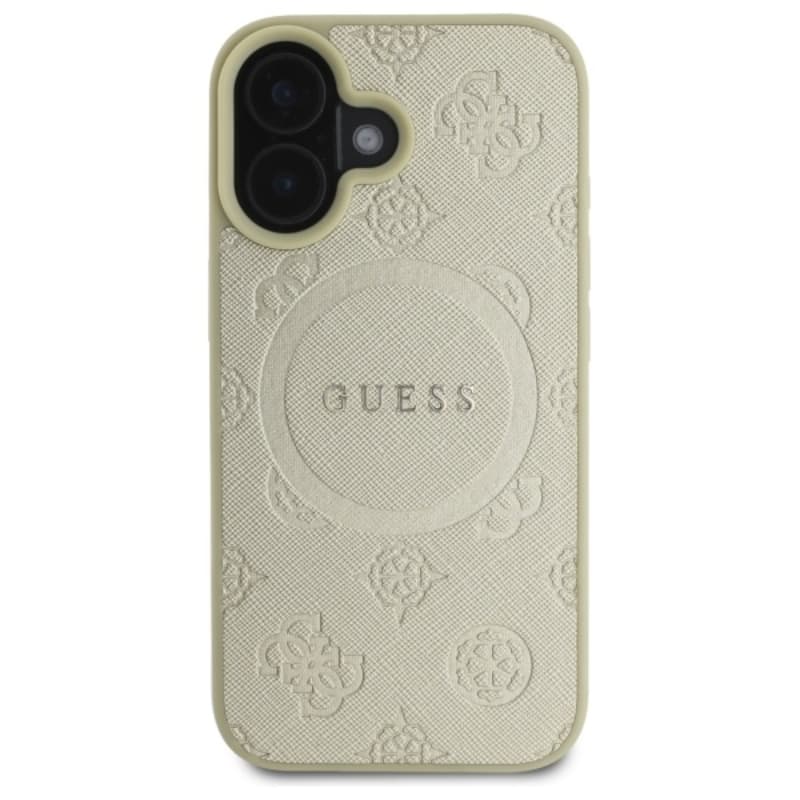 Guess Saffiano Peony Classic Logo MagSafe - Case for iPhone 16 (gold) 3