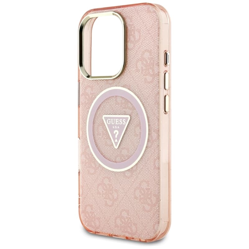 Guess IML Metal Glitter 4G Circle Triangle MagSafe - Case for iPhone 16 Pro Max (pink) 6