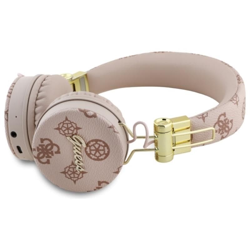 Guess Peony Script Round Shape - Wireless Over-Ear Bluetooth ENC Headphones (Brown) 2