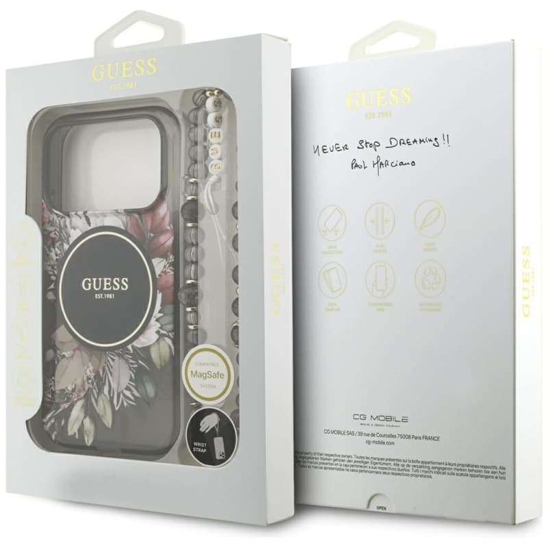 Guess IML Flowers Electro Pearl Strap MagSafe - Case iPhone 17 Pro (black) 8