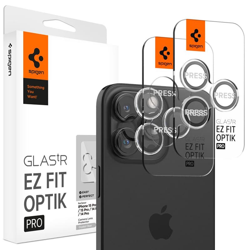 Spigen Optik Pro GLAS.TR EZ Fit Camera Protector 2-Pack - Lens protection glass for iPhone 16 Pro / 16 Pro Max / 15 Pro / 15 Pro Max / 14 Pro / 14 Pro Max (2 pc