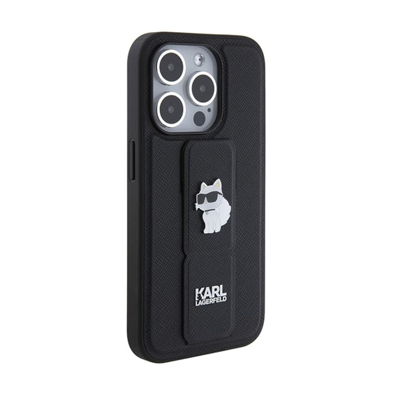 Karl Lagerfeld Gripstand Saffiano Choupette Pins - iPhone 14 Pro Max Case (black) 4