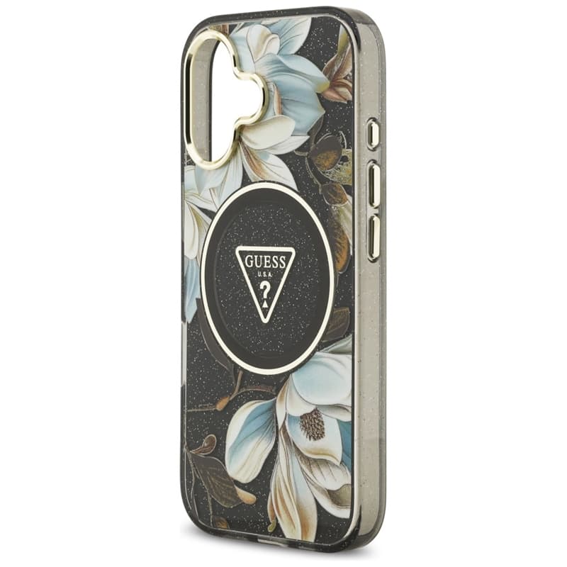 Guess IML Glitter Flowers Triangle MagSafe - Case iPhone 17 (black) 6