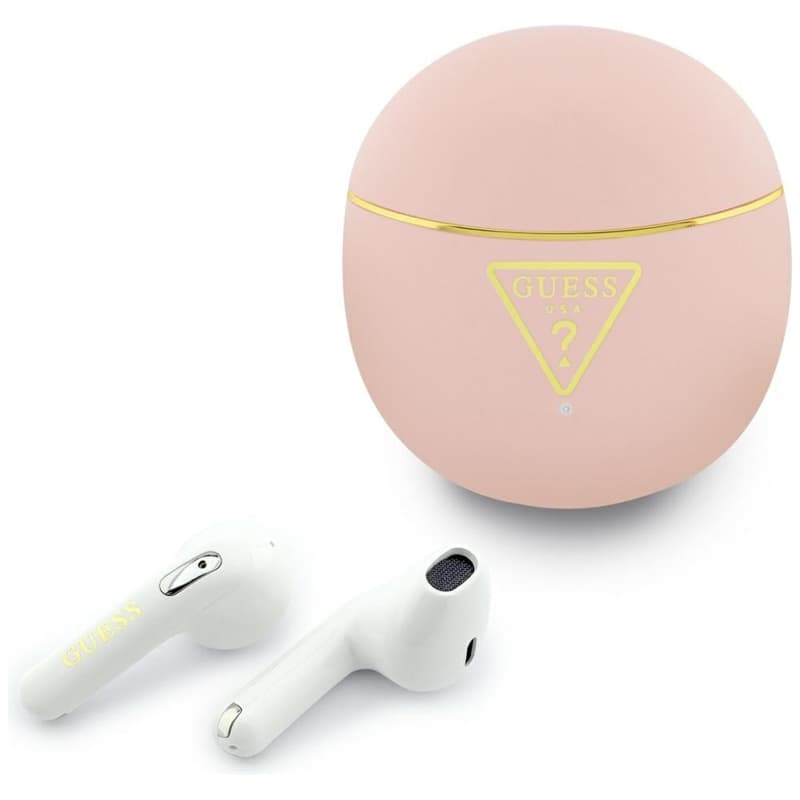 Guess Gold Line Triangle - TWS Bluetooth Earphones + Charging Case (Pink) 1
