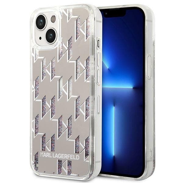 Karl Lagerfeld Monogram Liquid Glitter - Case for iPhone 14 Plus (Silver) 1