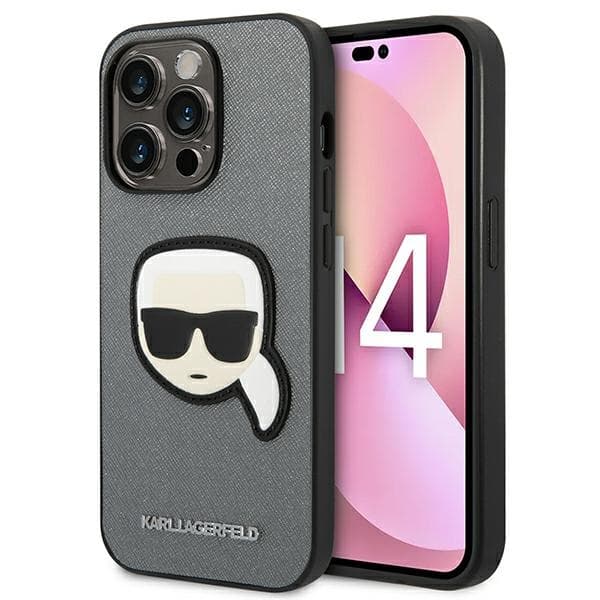 Karl Lagerfeld Saffiano Karl Head Patch Case iPhone 14 Pro Max (Silver) 1