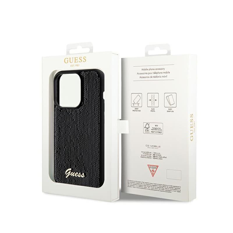 Guess Sequin Script Metal - Case for iPhone 14 Pro (black) 8