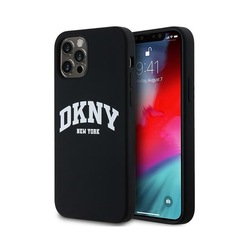 DKNY Liquid Silicone White Printed Logo MagSafe - Case for iPhone 12 / iPhone 12 Pro (black) 1