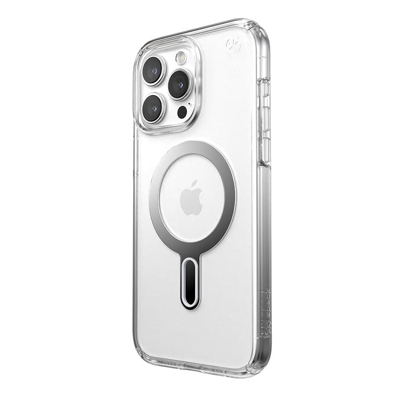 Speck Presidio Perfect-Clear ClickLock & Magsafe - iPhone 15 Pro Max Case (Clear / Chrome Finish / Serene Silver) 7