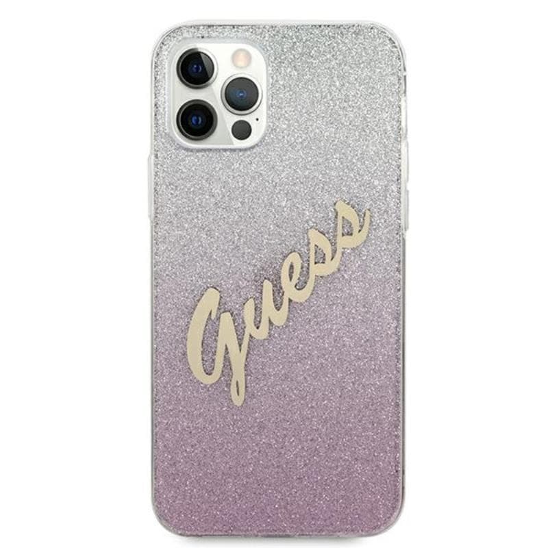 Guess Glitter Gradient Script - Case for iPhone 12 Pro Max (Pink) 3