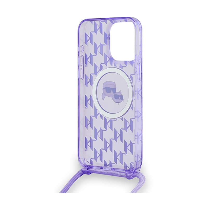 Karl Lagerfeld IML Crossbody Monogram Karl & Choupette Head MagSafe - Case for iPhone 15 Pro (Purple) 6