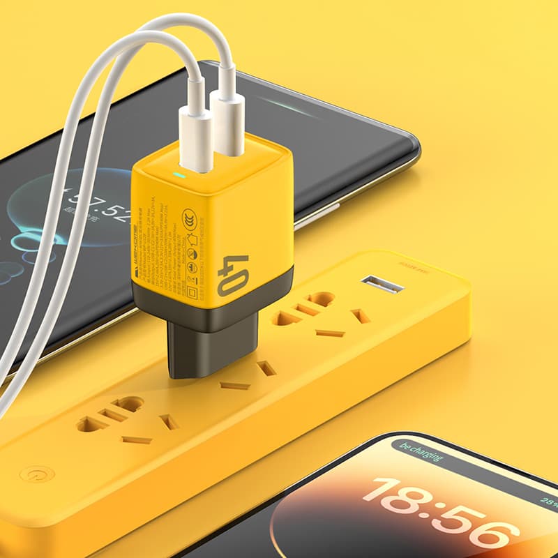 WEKOME WP-U128 - 2x USB-C Super Fast Charge GaN 40W mains charger (Yellow) 8