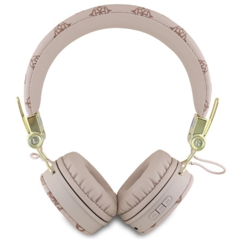 Guess Peony Script Round Shape - Wireless Over-Ear Bluetooth ENC Headphones (Brown) 3