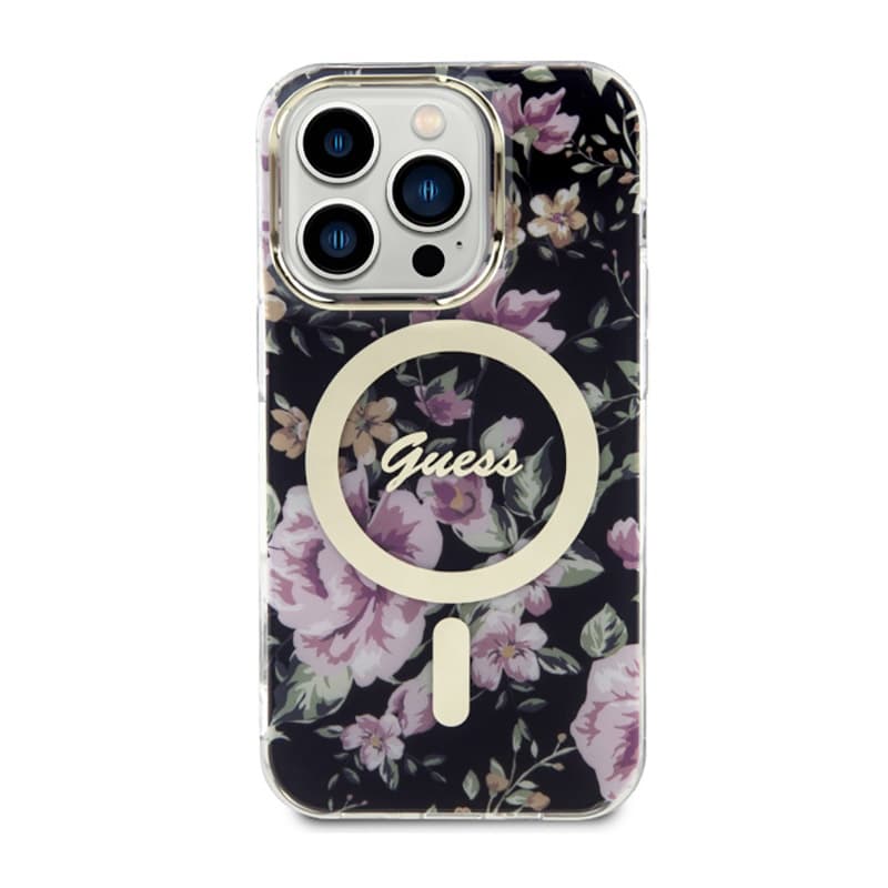Guess Flower MagSafe - Case for iPhone 14 Pro (Black) 3
