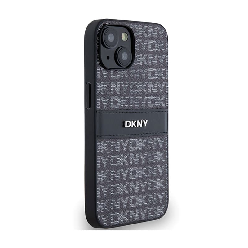 DKNY Leather Mono Stripe & Metal Logo - Case for iPhone 15 / 14 / 13 (black) 4