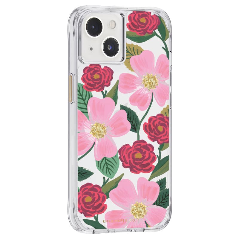Rifle Paper Clear - Case decorated in gold for iPhone 14 / iPhone 13 (Rose Garden) 2