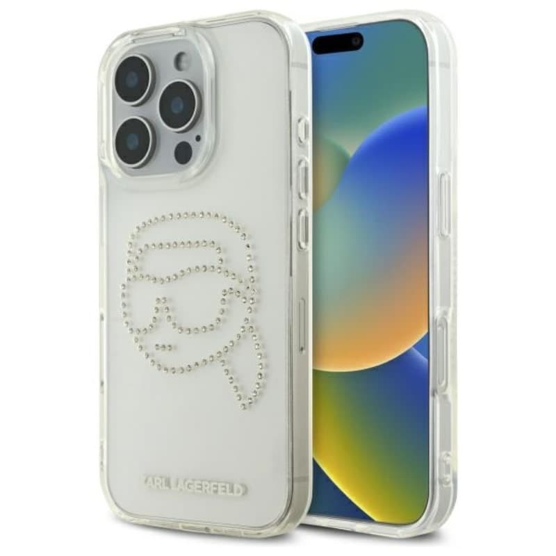 Karl Lagerfeld IML Rhinestones Karl Head - Case for iPhone 16 Pro (transparent)