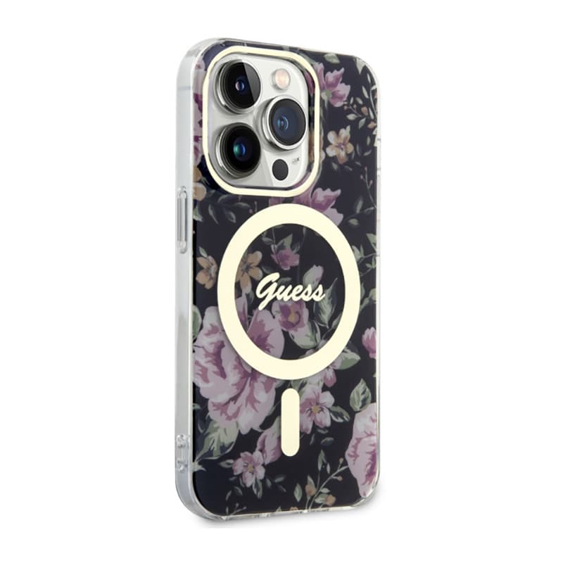 Guess Flower MagSafe - Case for iPhone 14 Pro (Black) 4