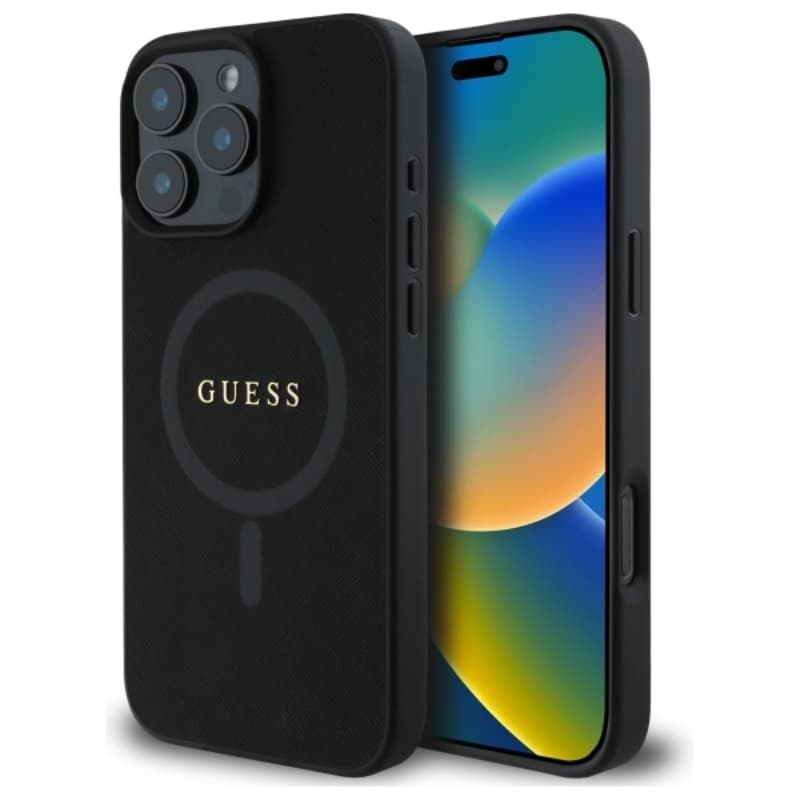 Guess Saffiano Classic Logo MagSafe - Case for iPhone 16 Pro Max (black)