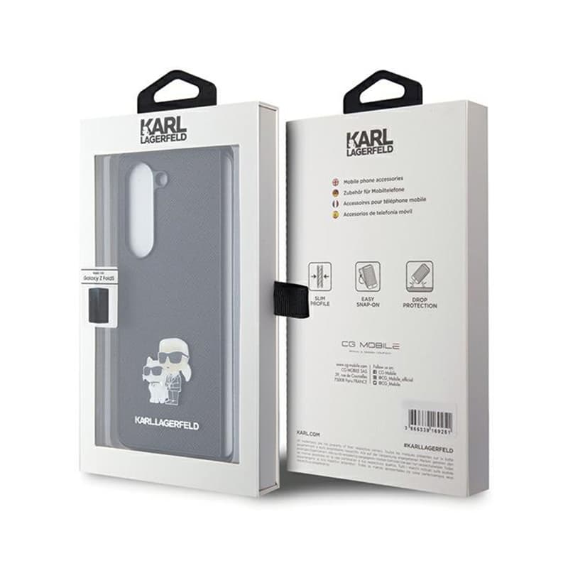 Karl Lagerfeld NFT Saffiano Karl & Choupette Pin - Samsung Galaxy Z Fold 5 Case (black) 7