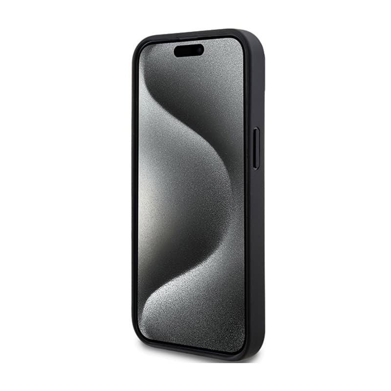 DKNY Leather Mono Stripe & Metal Logo - Case for iPhone 15 / 14 / 13 (black) 5