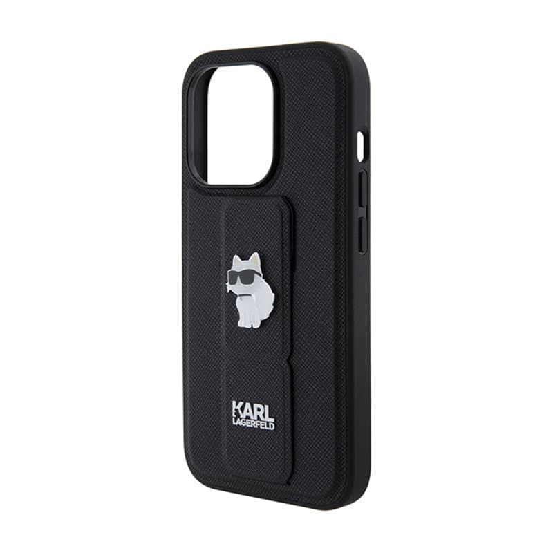 Karl Lagerfeld Gripstand Saffiano Choupette Pins - iPhone 14 Pro Max Case (black) 6