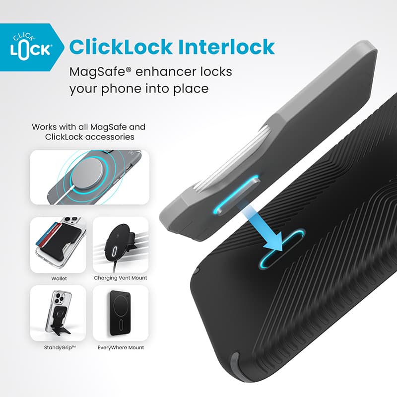 Speck Presidio2 Grip ClickLock & MagSafe - iPhone 16 Plus Case (Black / Slate Gray / White) 2
