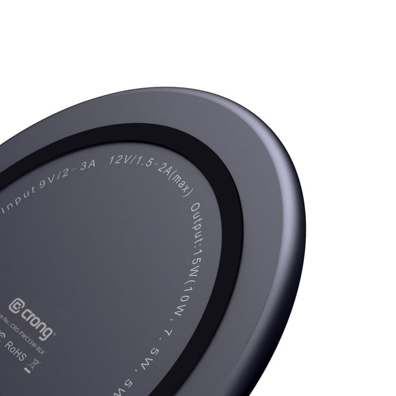 Crong PowerSpot Fast Wireless Charger – Aluminum 15W USB-C Qi Wireless Charger with Tempered Glass Cover (Shadow Black) 3
