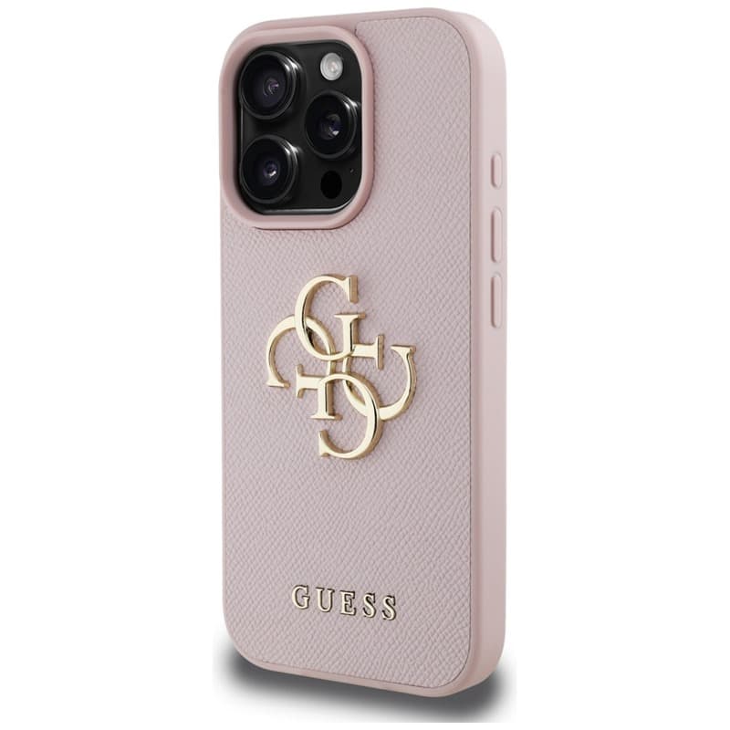 Guess Grained Big 4G Logo Small Classic Logo - Case for iPhone 16 Pro Max (pink) 2