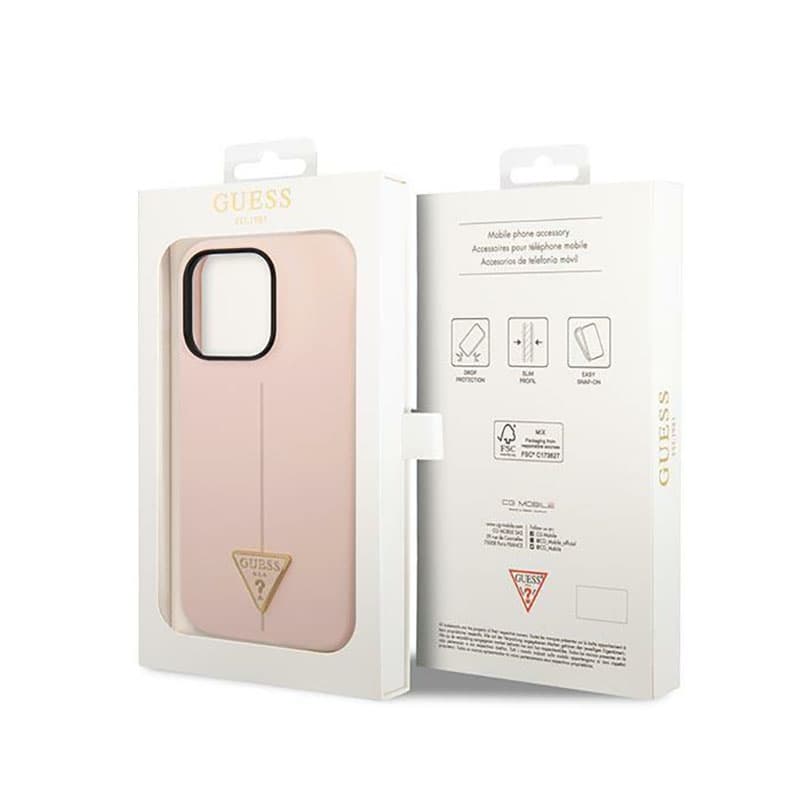 Guess Silicone Triangle Logo - Case for iPhone 14 Pro Max (Pink) 8