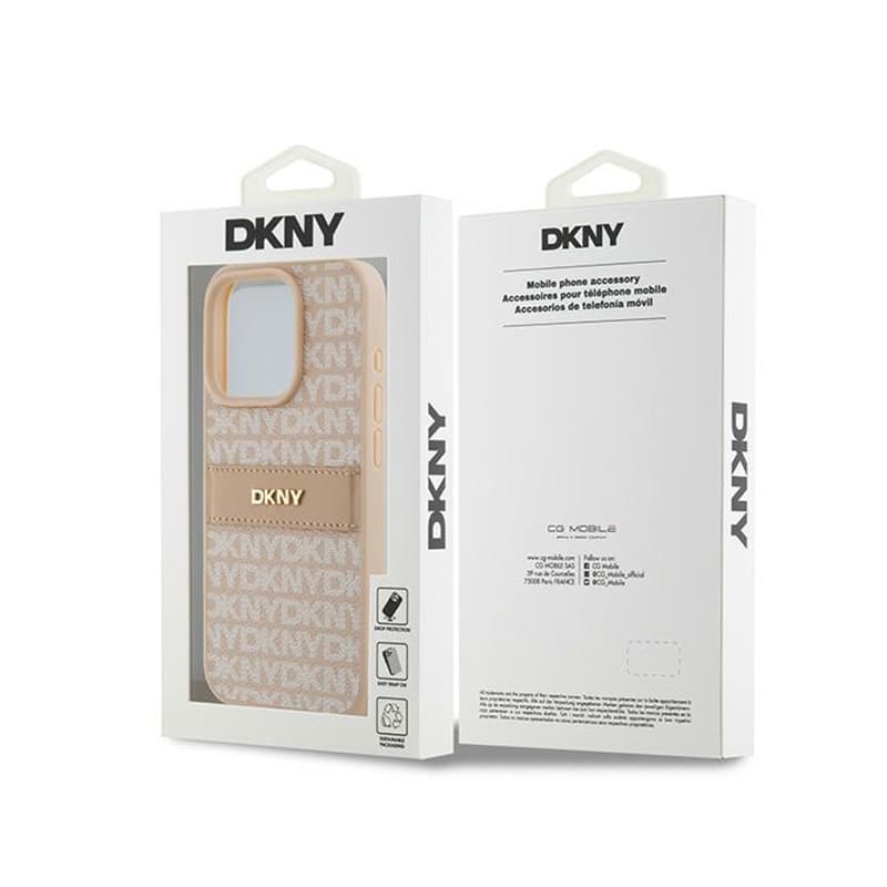 DKNY Leather Mono Stripe & Metal Logo - iPhone 15 Pro Case (pink) 8