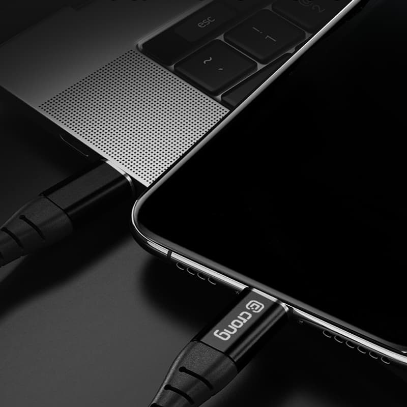 Crong Armor Link - 60W PD 3A USB-A to USB-C Cable 25cm (Black) 7