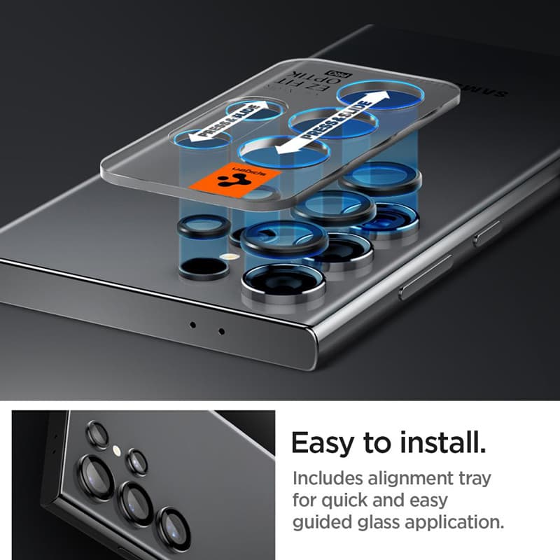 Spigen Optik Pro GLAS.TR EZ Fit Camera Protector 2-Pack - Lens protection glass for Samsung Galaxy S24 Ultra (2 pcs) (Black) 8