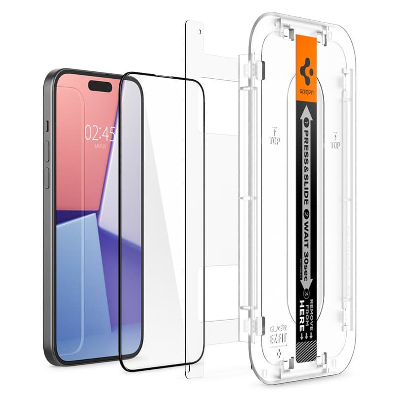 Spigen GLAS.TR EZ FIT FC - Tempered Glass for iPhone 15 Plus (Black Frame) 2