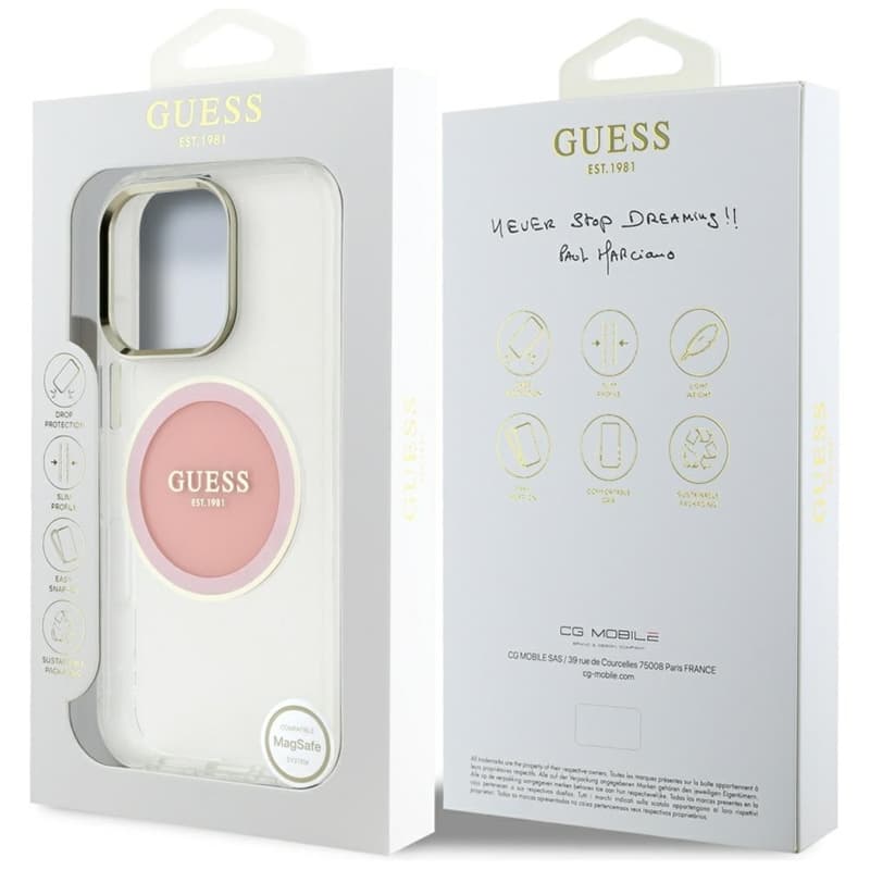 Guess IML Metal Colored Circle Classic Logo MagSafe - Case for iPhone 16 Pro Max (pink) 8