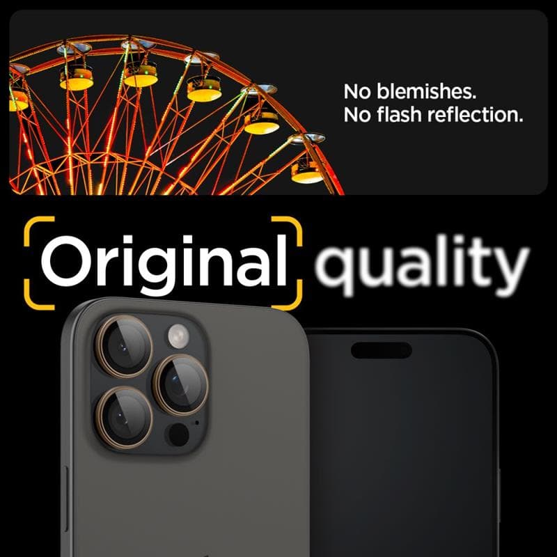 Spigen Optik Pro GLAS.TR EZ Fit Camera Protector 2-Pack - Lens Protector for iPhone 16 Pro / 16 Pro Max (2 pcs) (Desert Titanium) 8