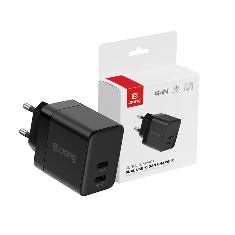 Crong - GaN PD 35W charger set plus PowerSpot Pivot Stand 3-in-1 wireless charger for iPhone, Samsung & Android 4