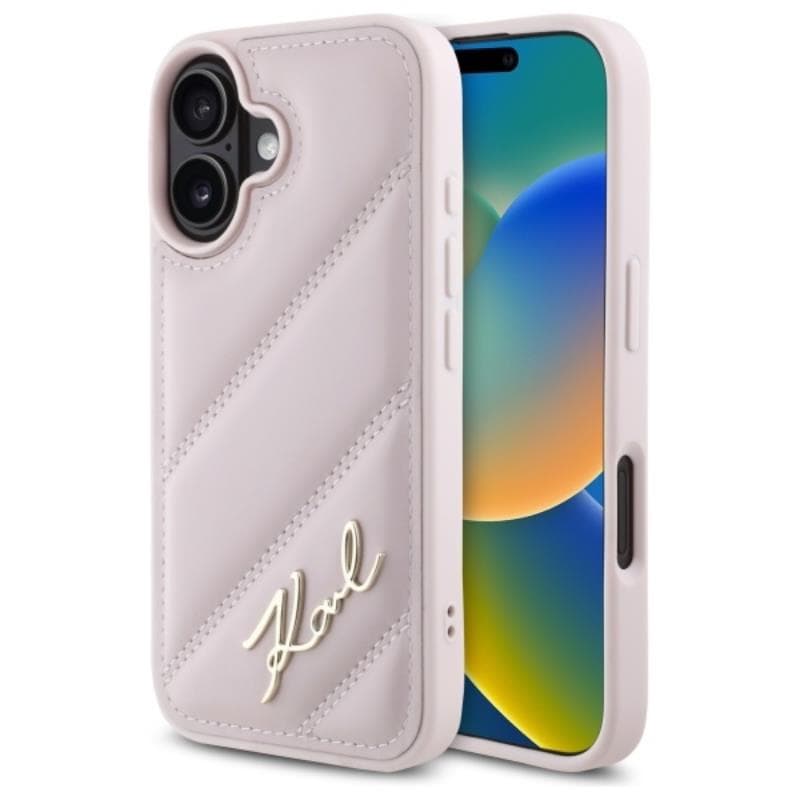 Karl Lagerfeld Quilted Signature - Case for iPhone 16 (pink)