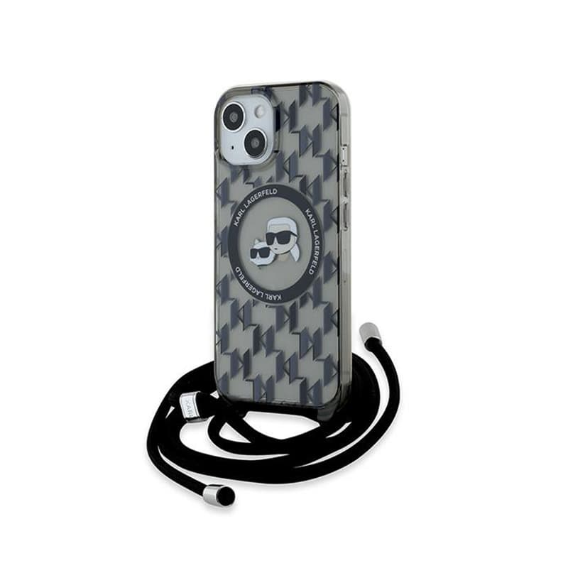 Karl Lagerfeld IML Crossbody Monogram Karl & Choupette Head MagSafe - Case for iPhone 15 / 14 / 13 (Black) 1