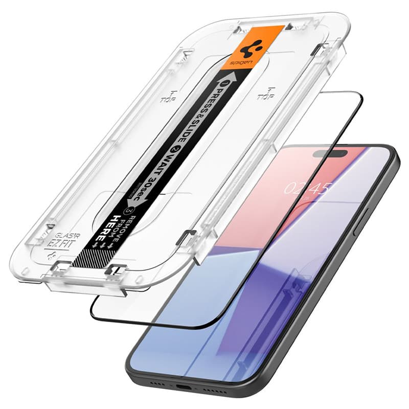 Spigen GLAS.TR EZ FIT FC - Tempered Glass for iPhone 15 Plus (Black Frame) 3