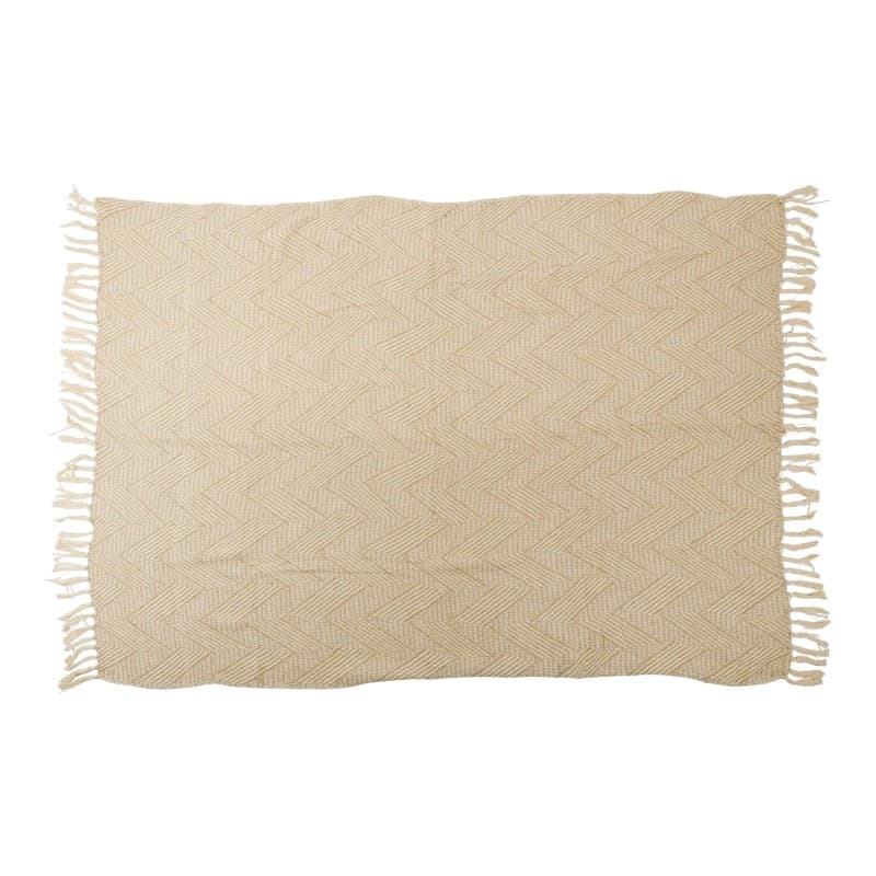 Arti Casa - Herringbone Cotton Blanket 130x170 cm (Beige / White) 2