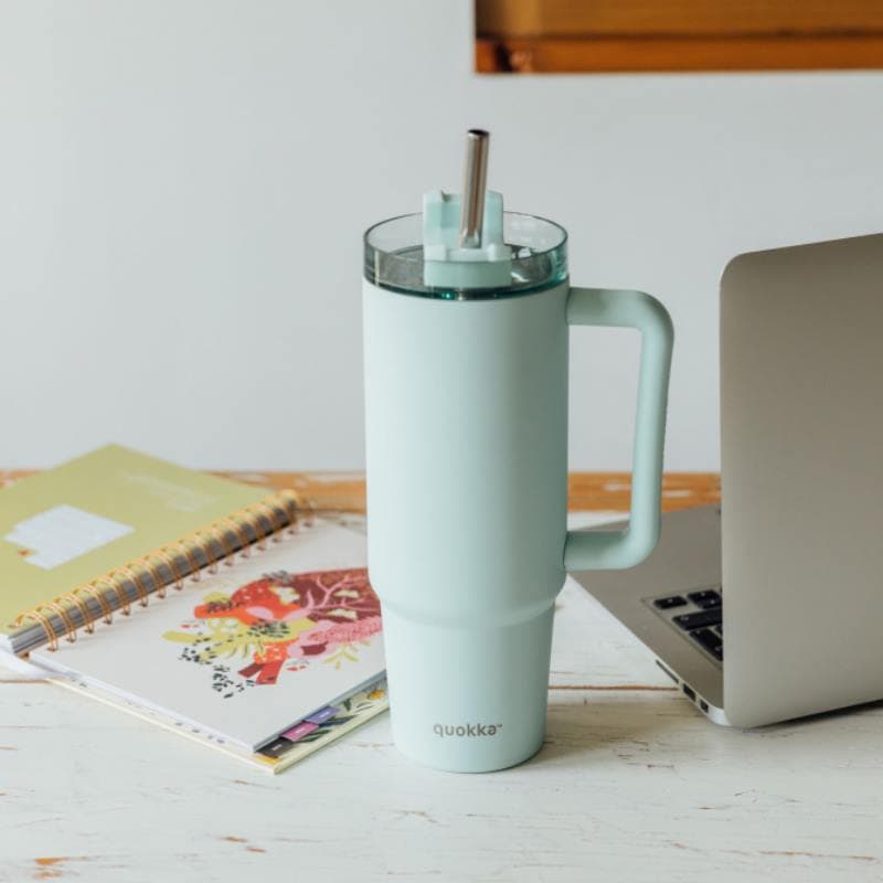 Quokka Stream - Stainless Steel Thermal Mug 950ml with Straw (Turquoise) 3