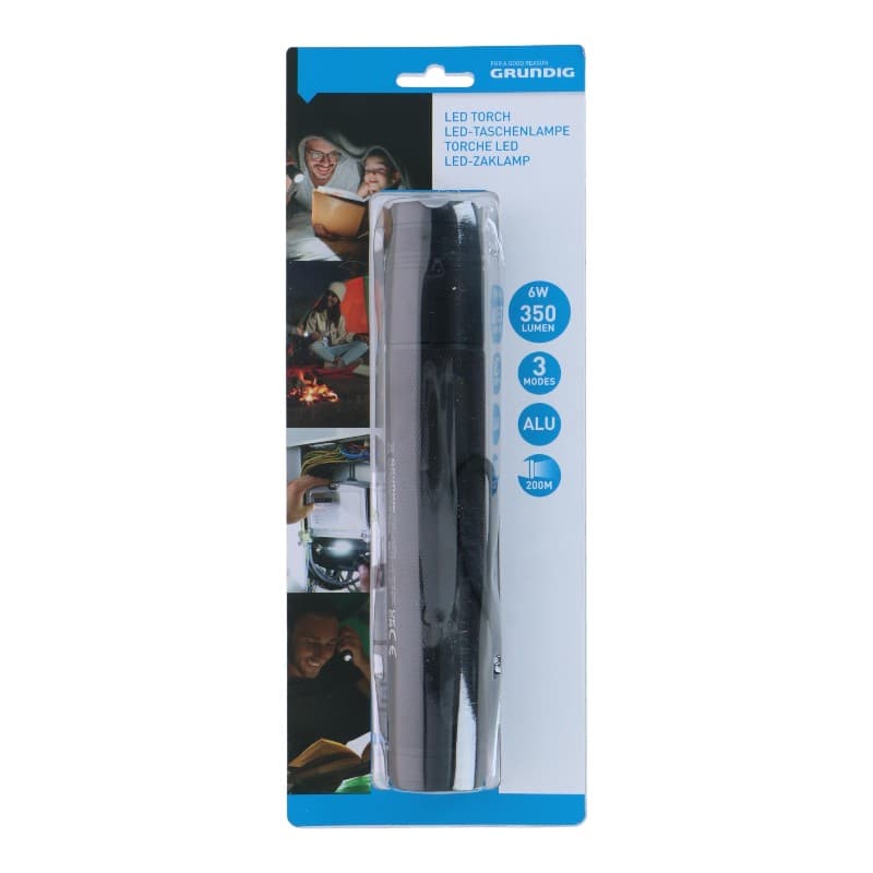 Grundig - Aluminum LED Flashlight 350 Lumens 6W 2