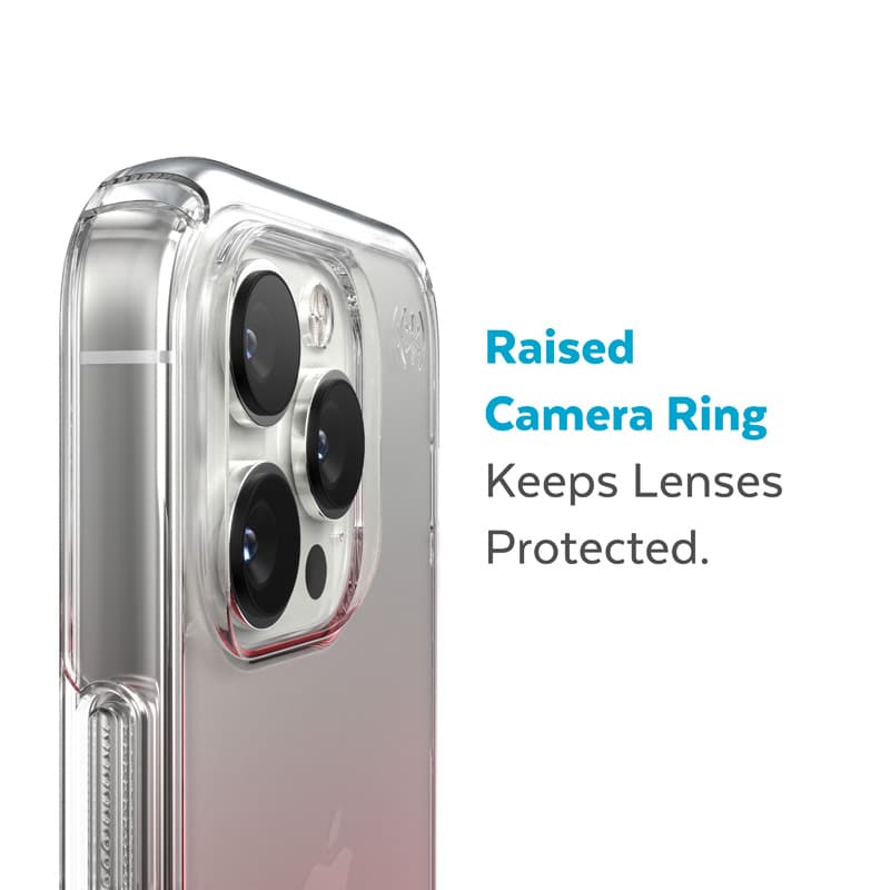 Speck Presidio Perfect-Clear + Ombre - iPhone 14 Pro Case with MICROBAN Coating (Clear / Vintage Rose Fade) 7