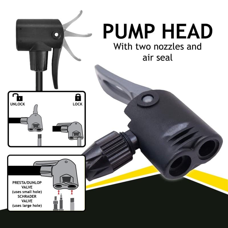 Dunlop - Floor pump for bikes, balls, mattresses with pressure gauge (Black) 4