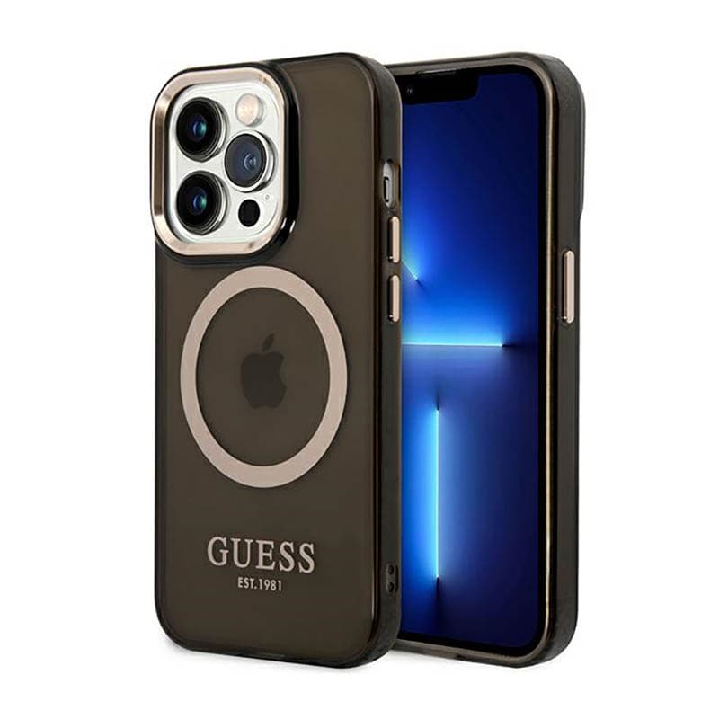 Guess Gold Outline Translucent MagSafe - Case for iPhone 14 Pro (Black) 1