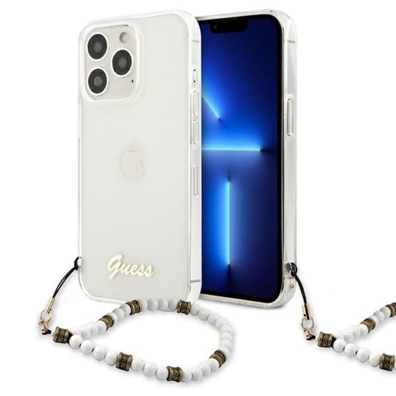 Guess White Pearl Strap - Case iPhone 13 Pro (Clear) 1